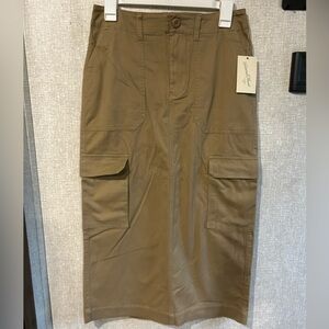 NWT Size 2 Universal Thread Tan Cargo Maxi Midi Skirt